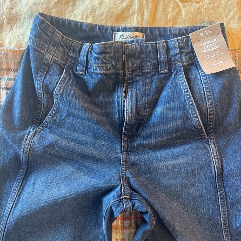 NWT Madewell TAPERED DENIM TROUSERS IN CONCHO WASH, size 26 - Picture 7 of 10